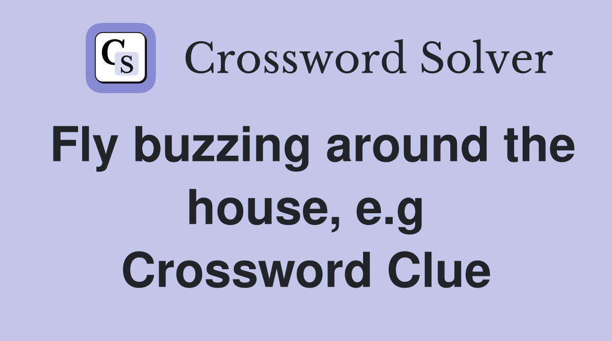 Fly buzzing around the house, e.g. Crossword Clue Answers Crossword